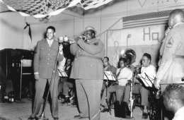 Afro-American Black band playing for troops in Papago Park in World War II