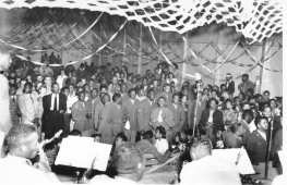 Afro-American Black band Jazz playing for troops in Papago Park in World War 2